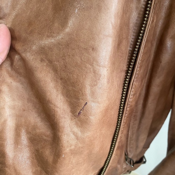 Tan real sheep leather vintage jacket - Picture 7 of 9